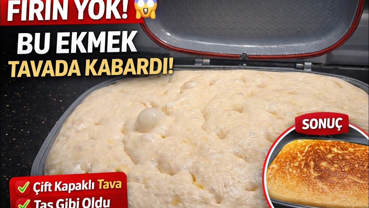 ✅fırın kullanmadan, çift kapaklı mıknatıslı tavada yumuşacık ve taş gibi kabaran ekmek yaptım 😍