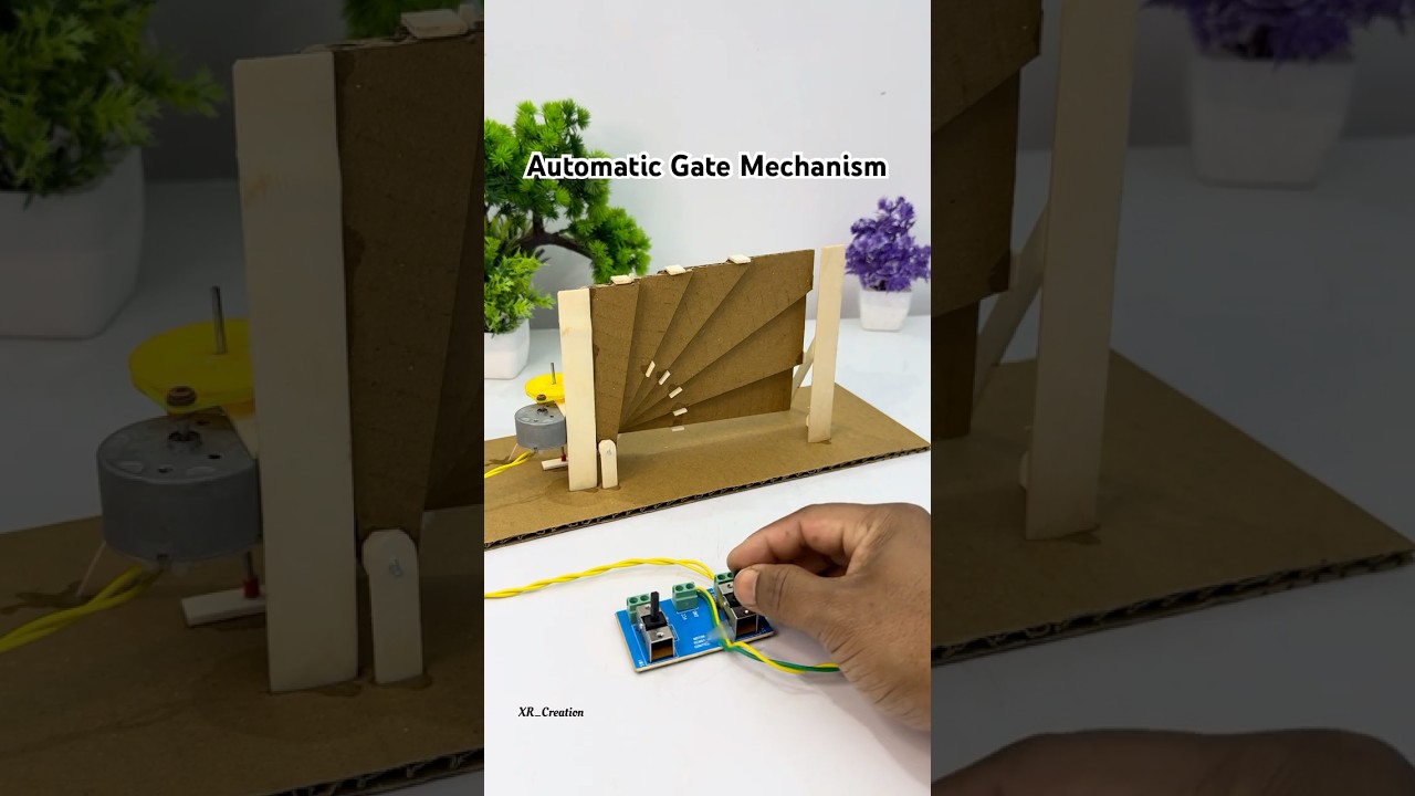 Automatic Gate mechanism #schoolproject #sciencemodel #dcmotor #experiment #tech #diy