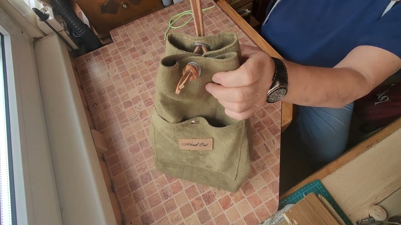 Сумка для хознужд из кусков брезента+очень просто вяжем 