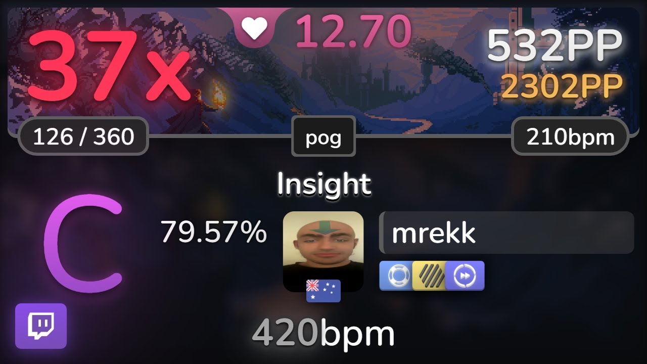 🔴 12.7⭐ mrekk | Haywyre - Insight [pog] +NFHDDT 79.57% | 532pp 37❌ - osu!