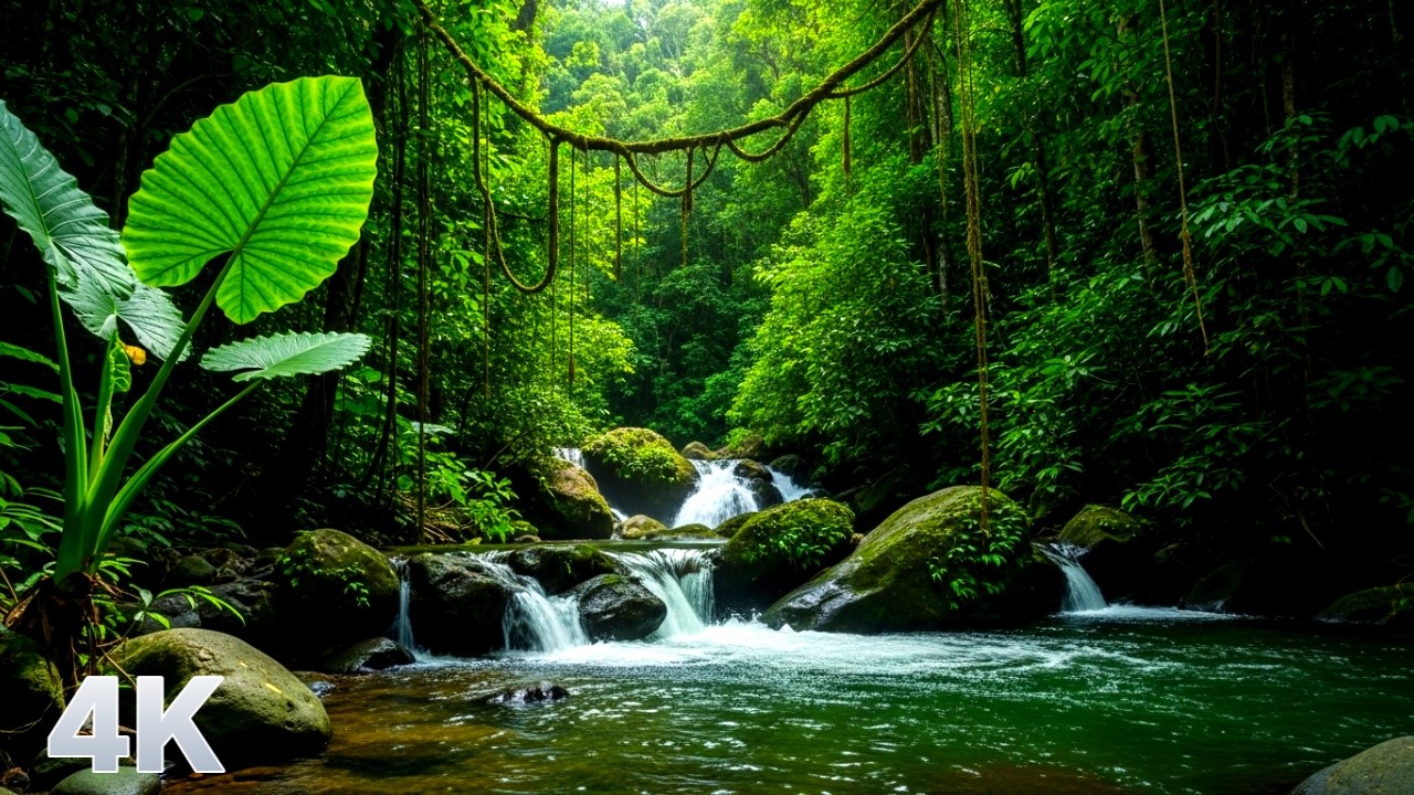 Pure River Flow Sounds, Soft Birds Chirping, Calming Forest Ambience