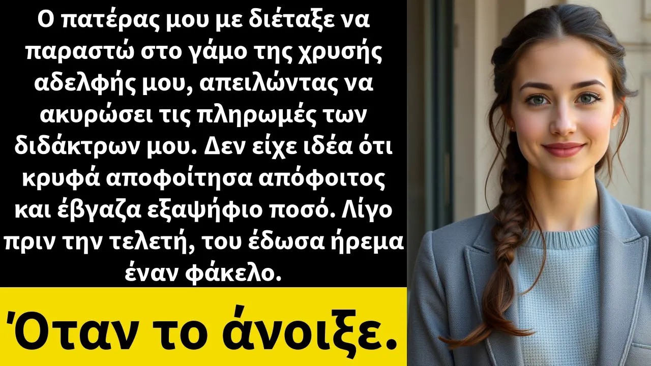 Ο πατέρας μου με διέταξε να παραστώ στο γάμο της χρυσής αδελφής μου, απειλώντας να ακυρώσει τις