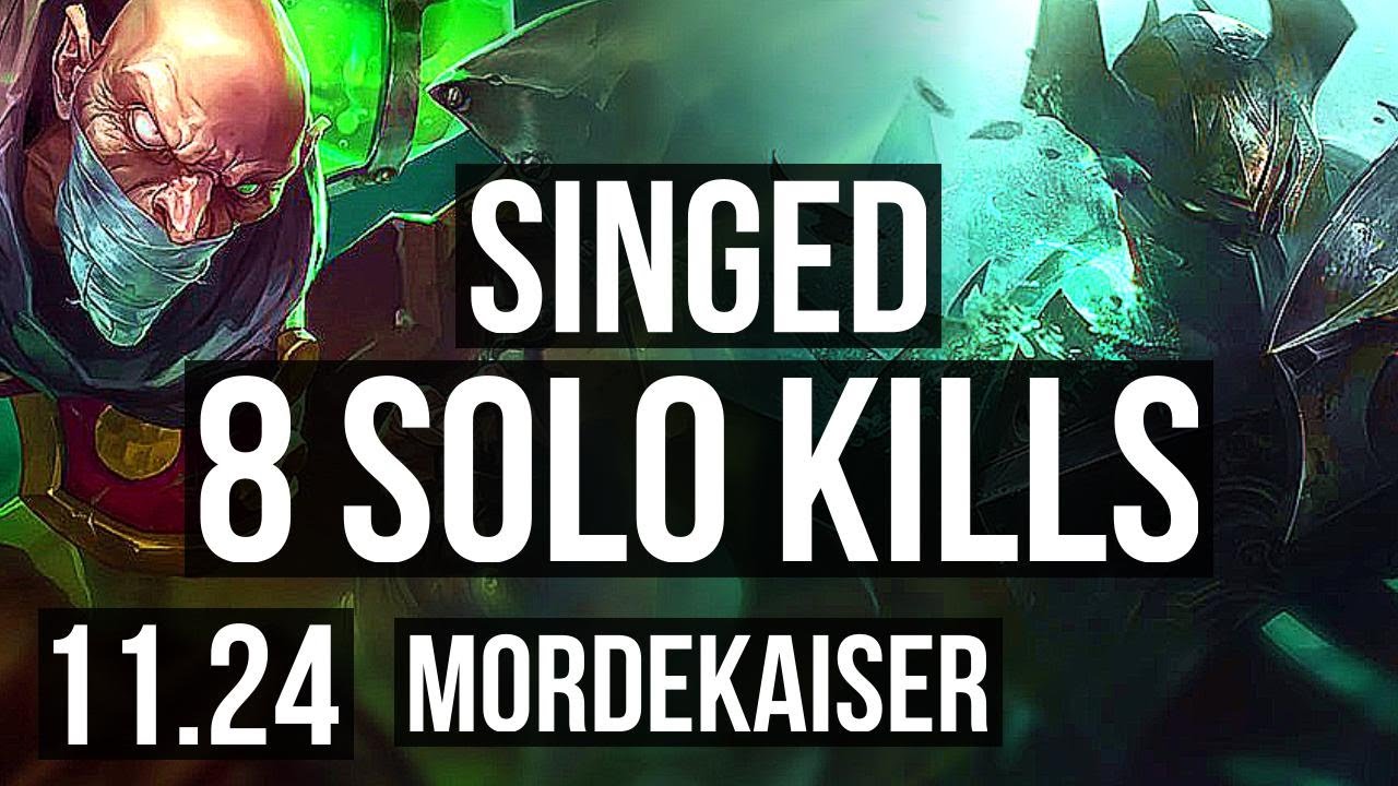 SINGED vs MORDEKAISER (TOP) | 8 solo kills, 1.8M mastery | BR Diamond | 11.24