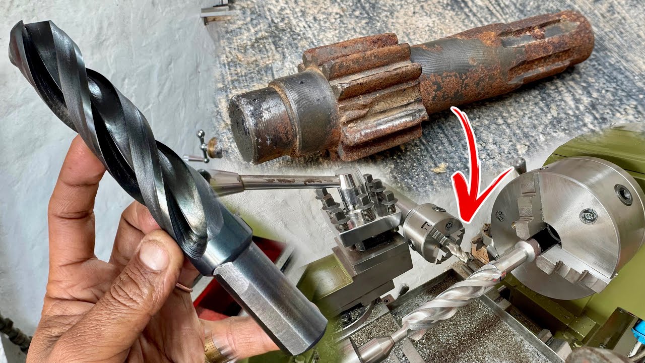 A drill tool made of steel iron gear shaft drill developed by own ￼Thread lathe skill | Drill thread