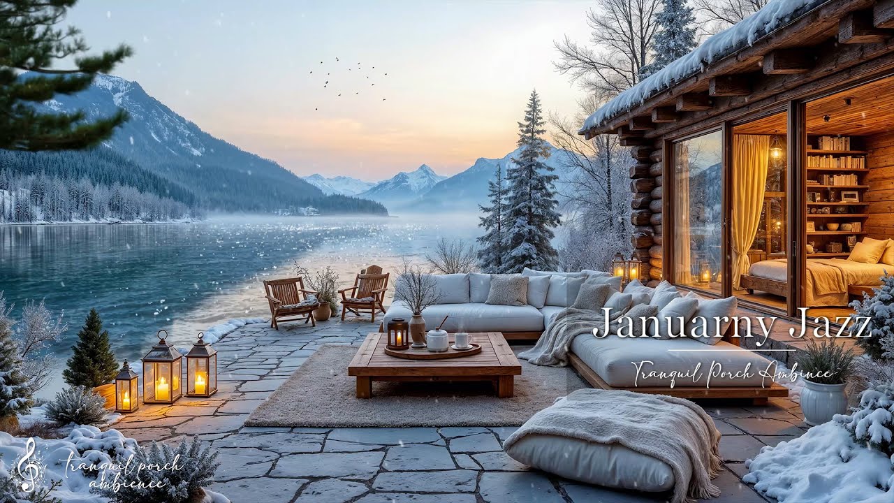 Tranquil Morning Jazz At Cozy Winter Porch For Relaxation | Positive January Jazz To Happy New Day