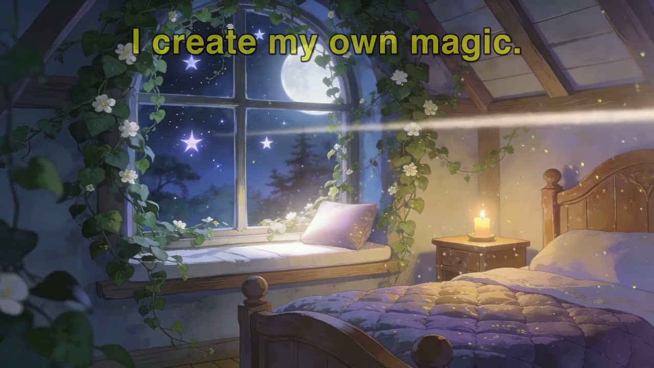 moonlit lullabies and soft affirmations in a starlit cottage bedroom 🌙