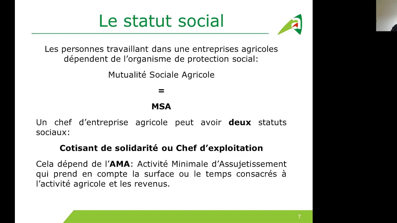 Conférence - Les statuts juridiques et sociaux en agriculture