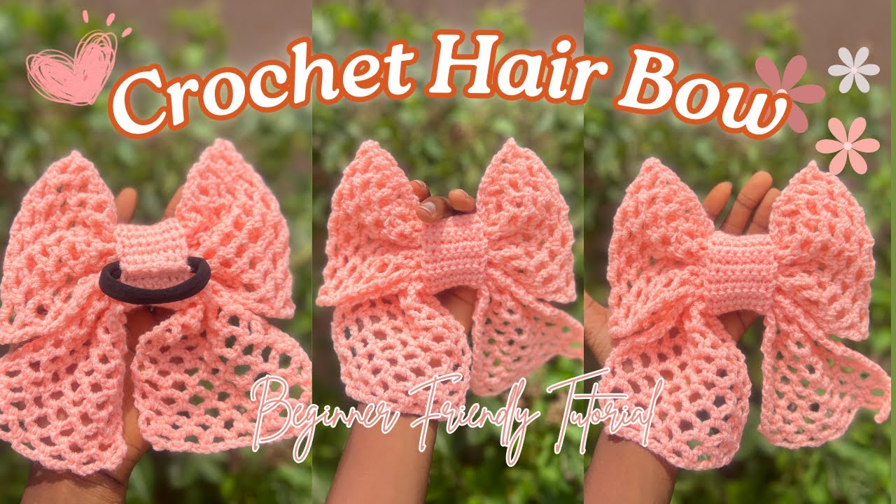 Crochet Mesh Hair Bow Tutorial | How to Crochet Hair Bow for Beginners | Step by Step Tutorial