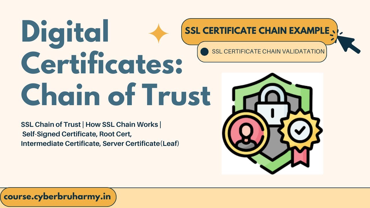 Digital Certificates: Chain of Trust | Self-Signed Cert, Root Cert, Intermediate Cert, Server Cert