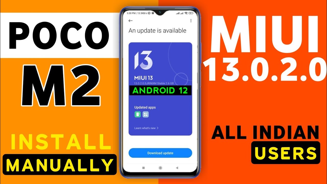 Poco M2 Install MIUI 13 Android 12 Update Manually | Poco M2 New Update MIUI 13 Android 12 #PocoM2