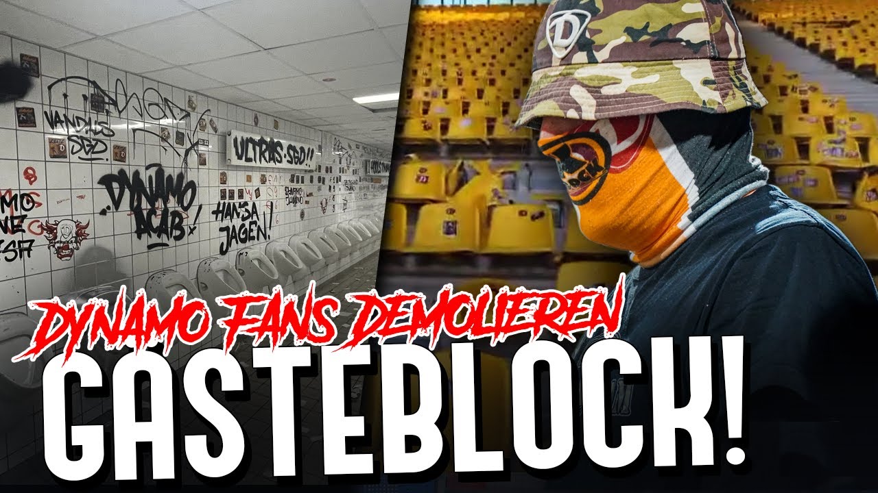 Dynamo-Fans demolieren G&auml;steblock! (Aachen - Dresden)