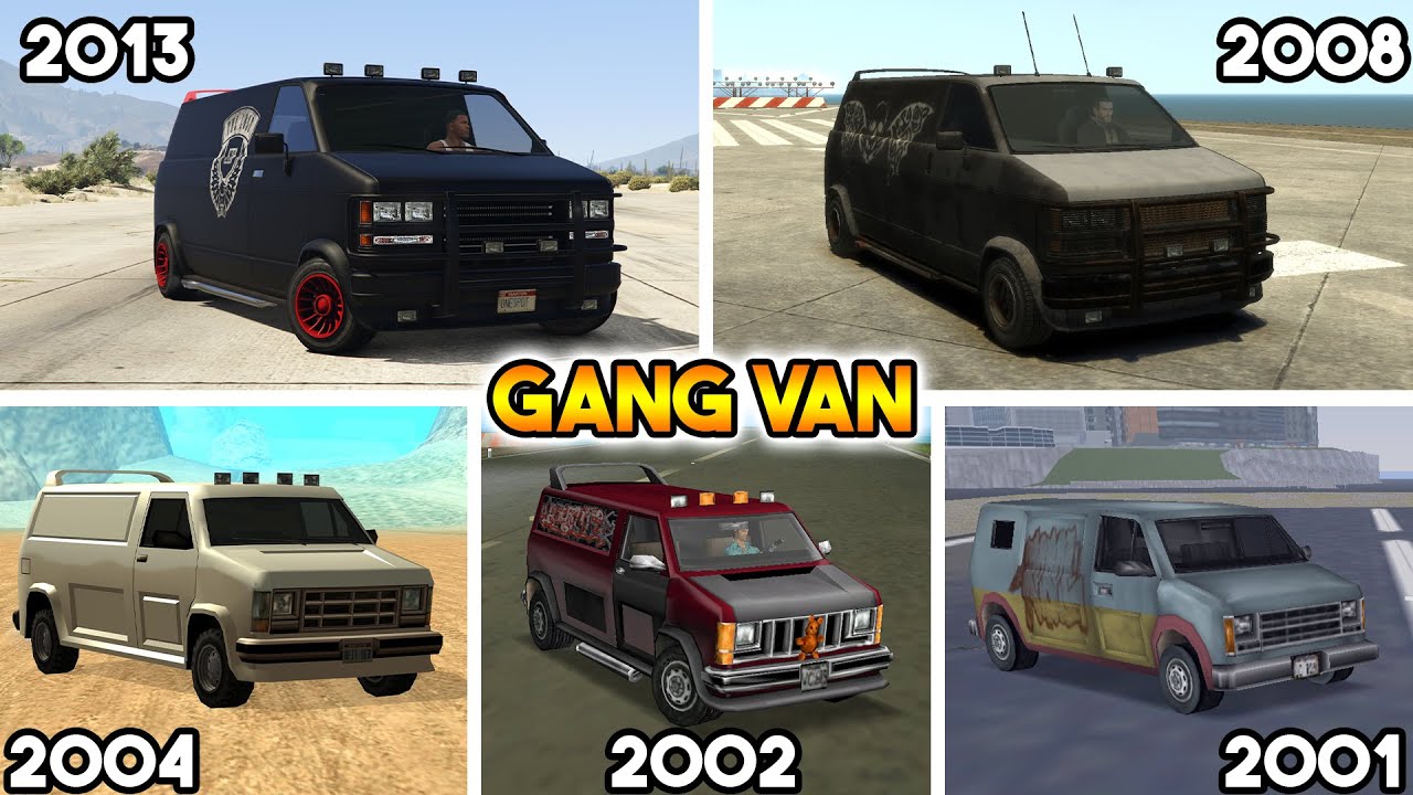 EVERY GANG VAN FROM EVERY GTA GAME ! (GTA 5 VS GTA 4 VS GTA SAN ANDREAS VS GTA VICE CITY VS GTA 3)
