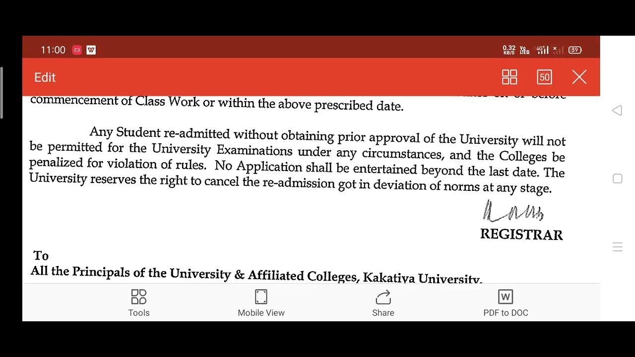 KU Re Admissions 2022  in to Degree and PG courses application form fee for Degree 1 /3 /5 semesters