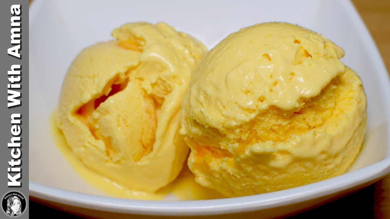 Mango Ice Cream With 3 Ingredients - Homemade Mango Ice Cream Recipe - Kitchen With Amna