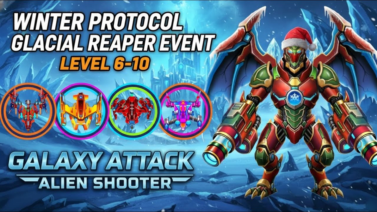 Winter Protocol Glacial Reaper Event Level 6 to 10  Boss Lanternlord #galaxyattackalienshooter