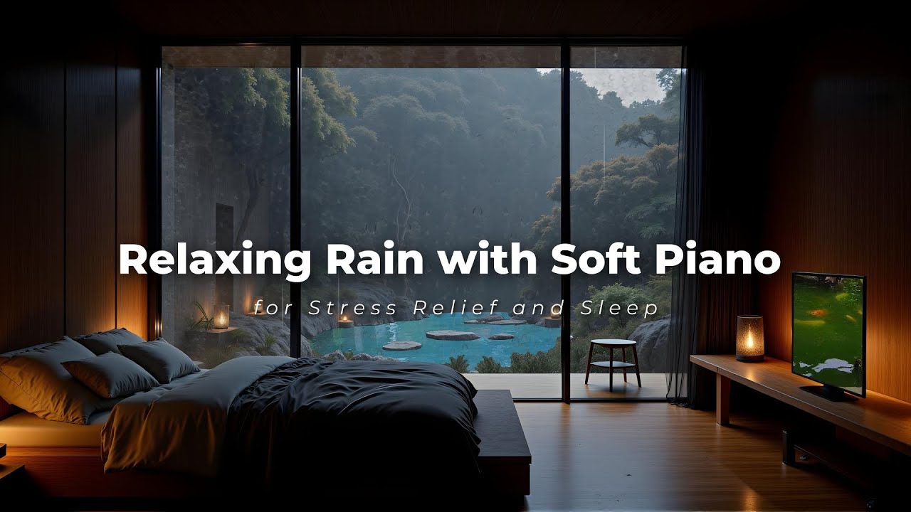 Relaxing Rain with Soft Piano | Peaceful Bedroom Vibes for Stress Relief and Sleep