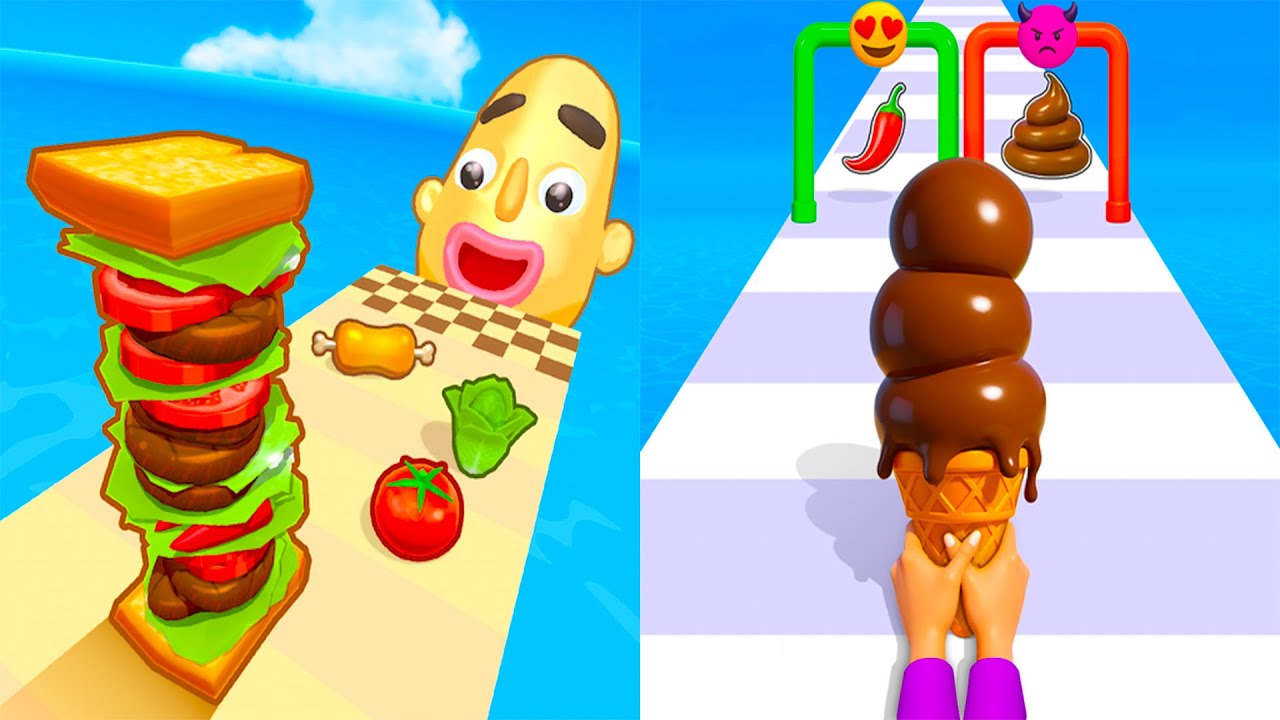 Stacky Ice Cream Runner VS Sandwich Runner - All Levels Gameplay Android, ios (Part 207)