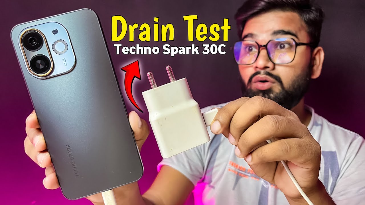 Techno Spark 30C Battery Drain Test & Charging Test