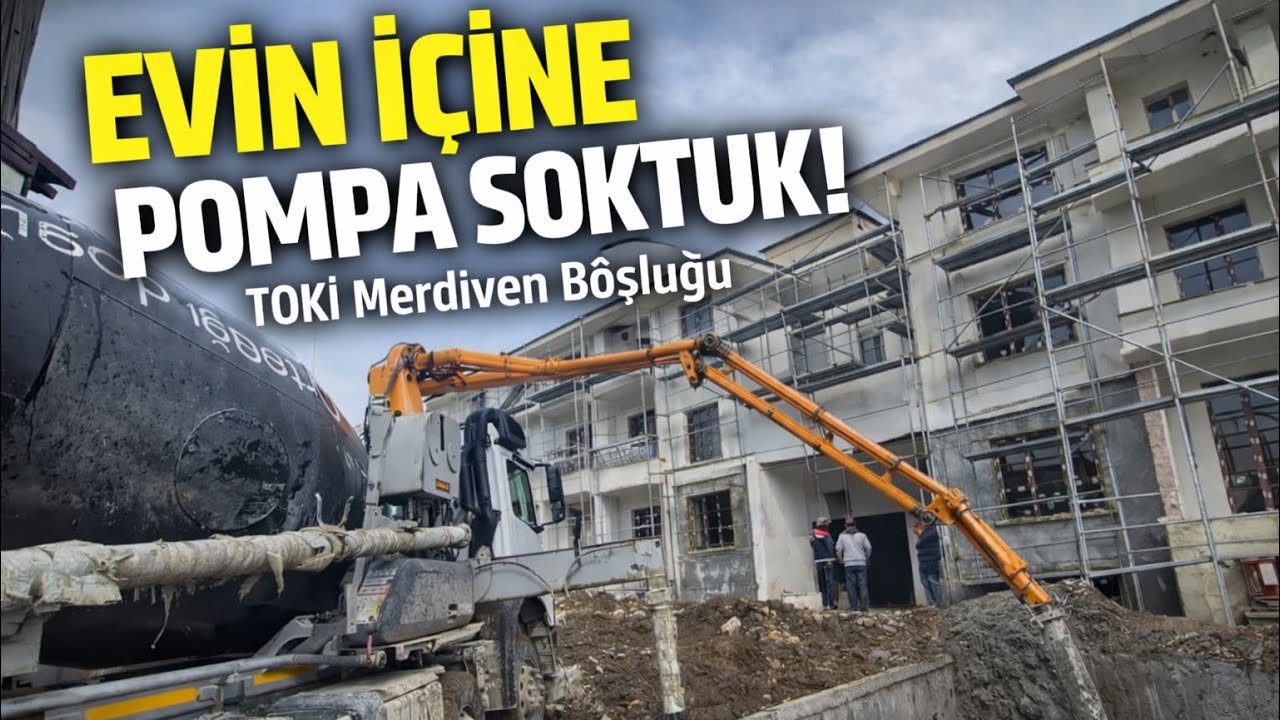 EVİN İÇİNE POMPA SOKTUK! | TOKİ Merdiven Boşluğuna Beton Dökümü