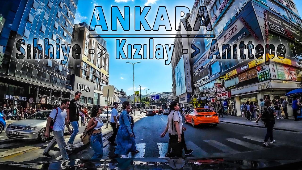 🇹🇷ANKARA Şehir Turu Sıhhiye→ Kızılay→ Anıttepe 4K City Tour Driving