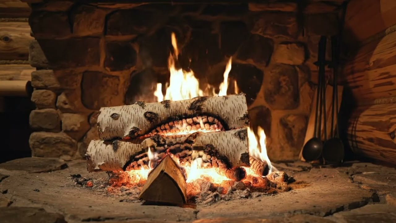Fireplace 12 Hours Full HD - Real Burning Logs, Wood Pops & Relaxing Fire Sounds
