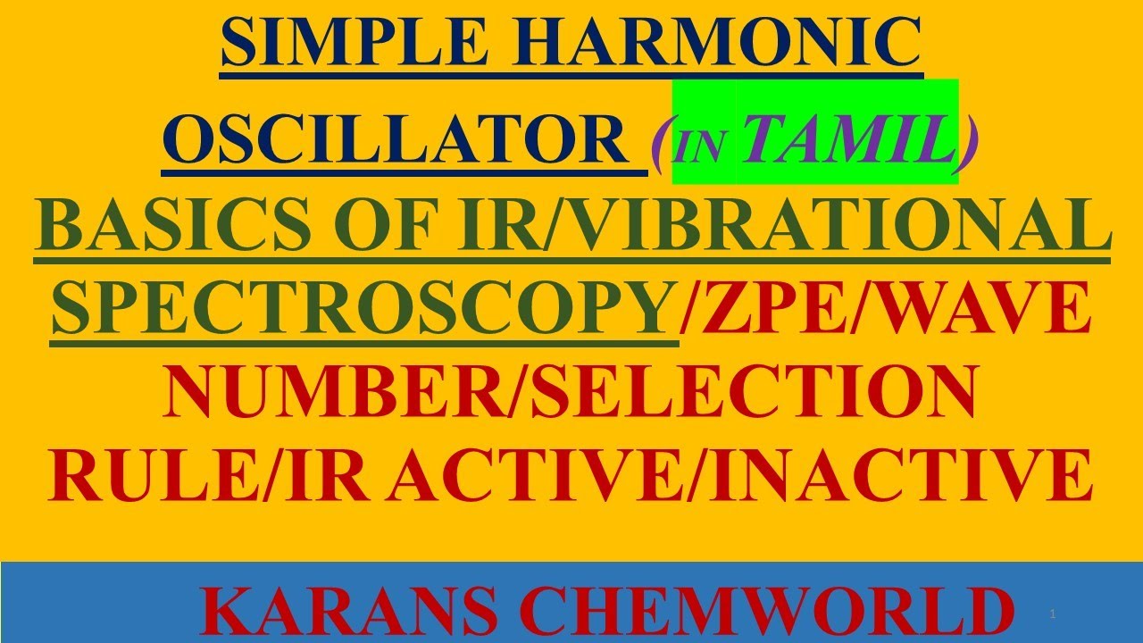 (TAMIL) SIMPLE HARMONIC OSCILLATOR (TAMIL)   IR VIBRATIONAL SPECTROSCOPY ZERO POINT ENERGY