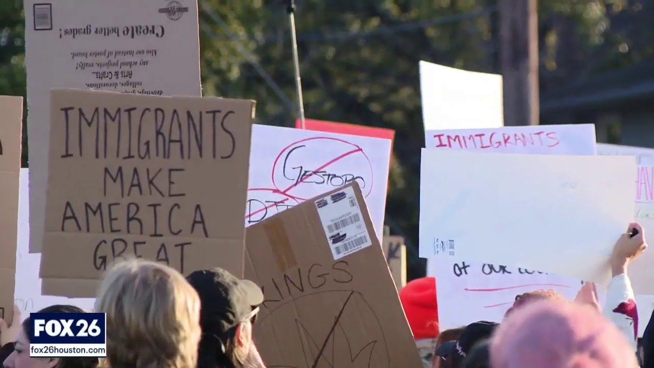 Demonstrators march in 