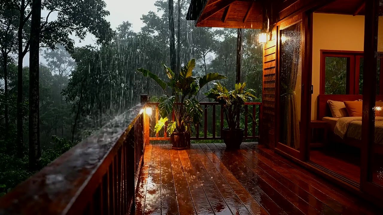 Soothing Rain Sounds for Sleep at Night, Calm and Relaxing - Balcony Rain