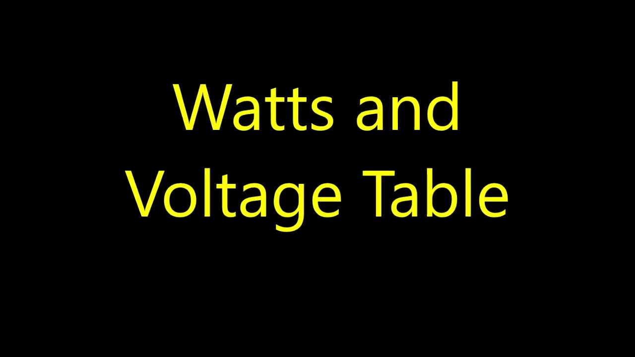 Watts and Voltage Table to Download