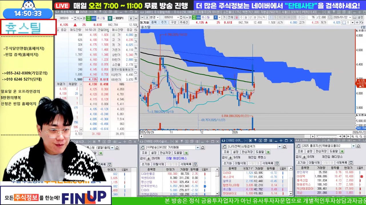 단테형의 주식LIVE🔴코스피5천돌!! 종가 배팅 급등예상종목 ㅣ중장기 가치주 체크 [26년1월22일] #주식단테