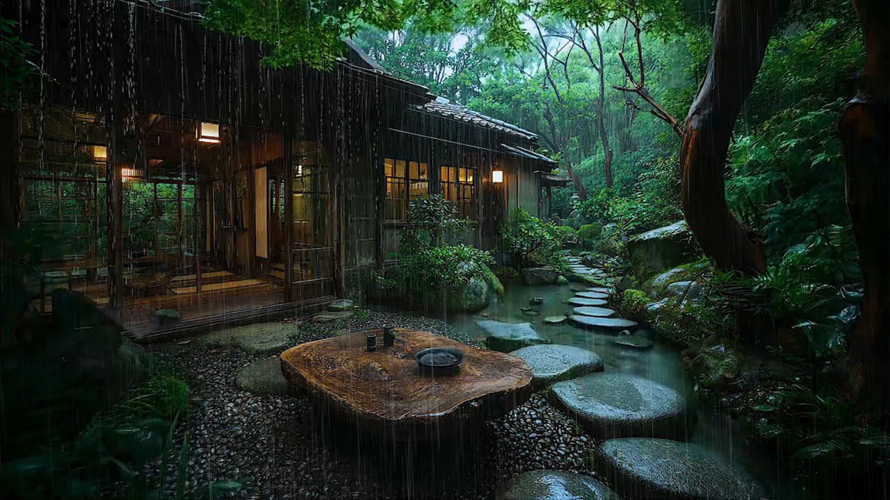 Let The Rain In Japanese Zen Courtyard be Your Sanctuary 🍀 Source of Comfort & Calm in Busy World