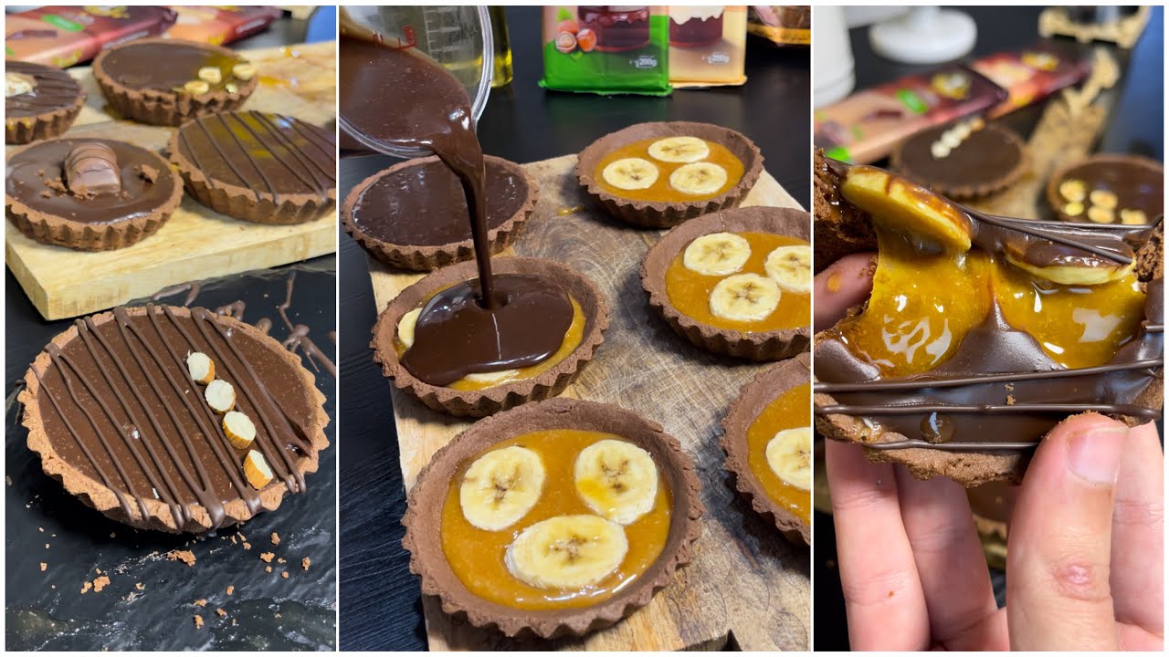 جامي نبدل هاد لوصفة تارتولات الشوكولا بالكراميل و البانان 😍 عشاق الشوكولا رايحيين تهبلو عليها👌هبال