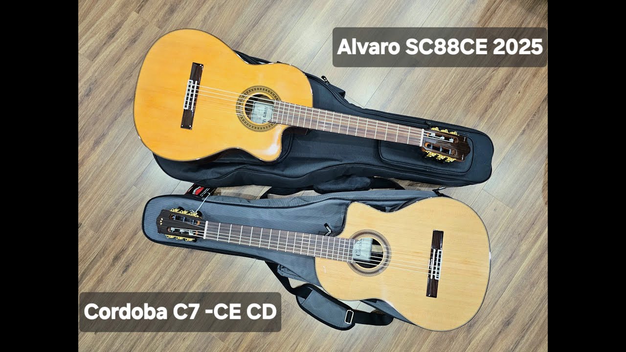 Đàn Guitar Cordoba C7 - CE so sánh âm thanh với Alvaro Malaga  SC88CE 2025 