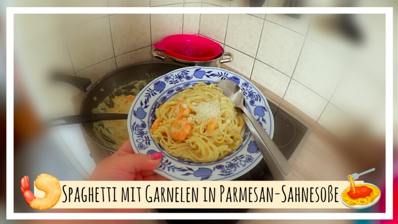 KOCHEN mit JESSI 👩🏻‍🍳 ⎮ Spaghetti mit Garnelen in Parmesan-Sahnesoße 🍤 ⎮ Our Jaily Life