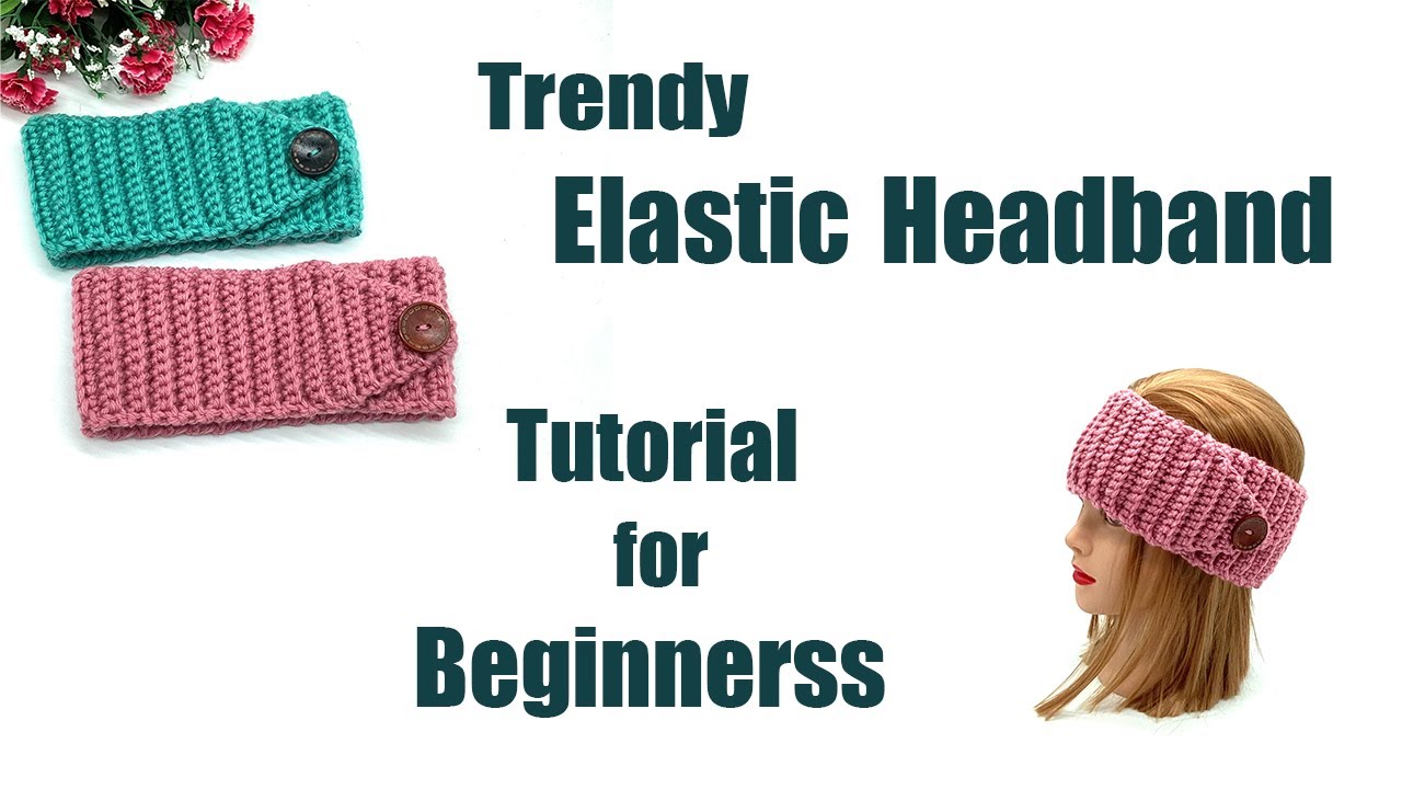 How to Crochet an Trendy Elastic Easy Headband with Side Button Easy & Stylish DIY Tutorial #crochet