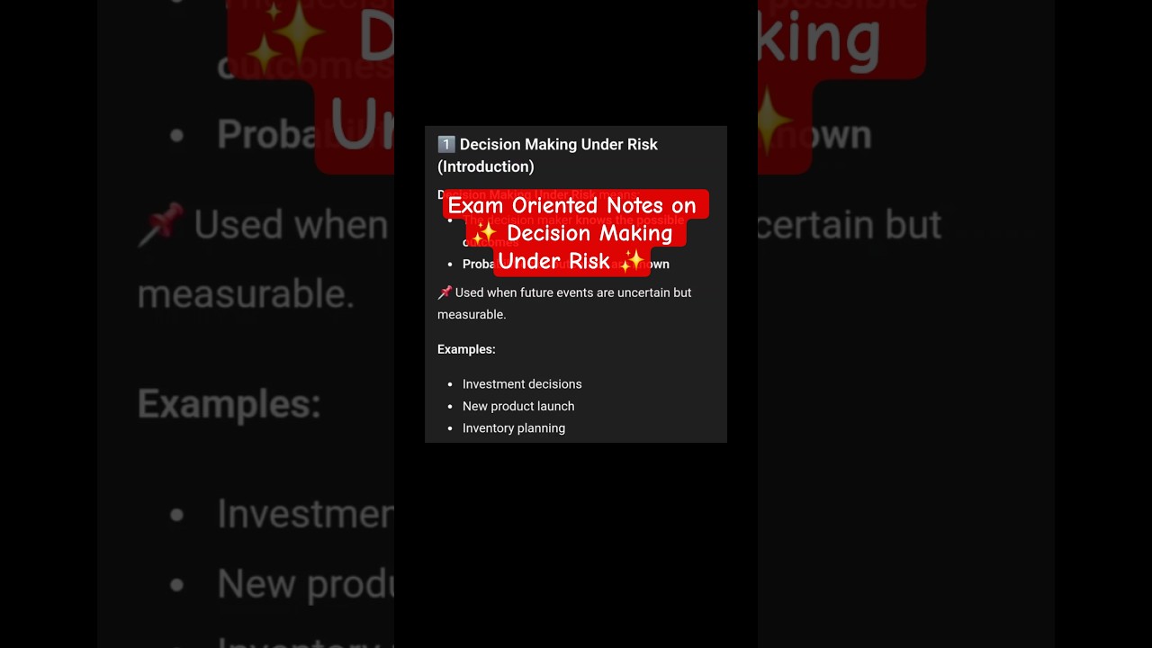 Decision Making Under Risk | Operations Research | BCom BBA | OR Simplified 