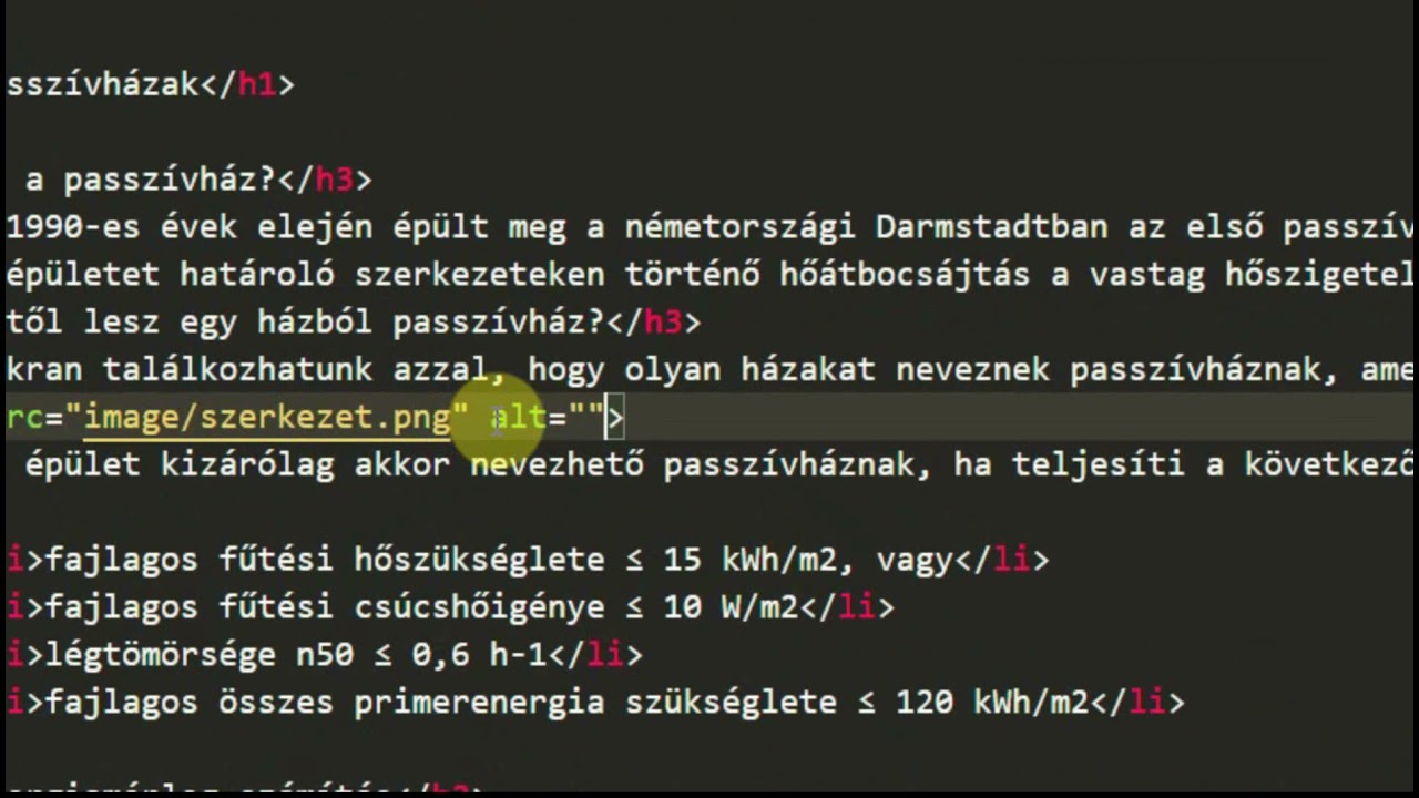 Webszerkesztés VS Code - 2019. május emelt - Passzívház másképp 1. rész