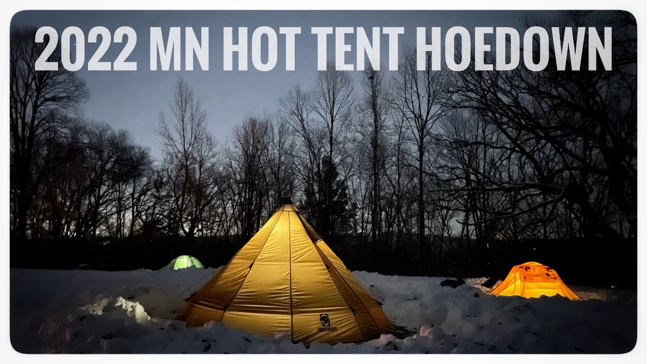 A Hot Tent Group Camp. Winter Camping & Campfire Cooking