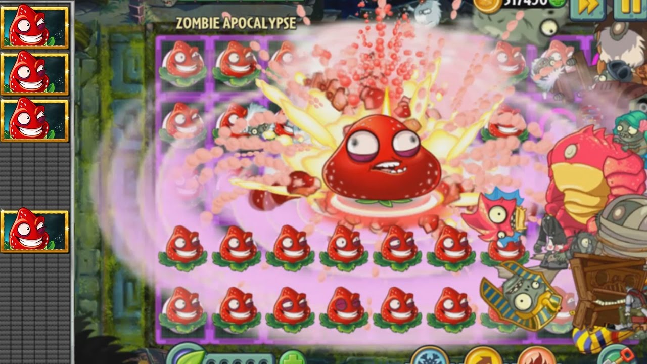 Plants vs Zombies 2 Hack -  Strawburst  vs all Gargantuar