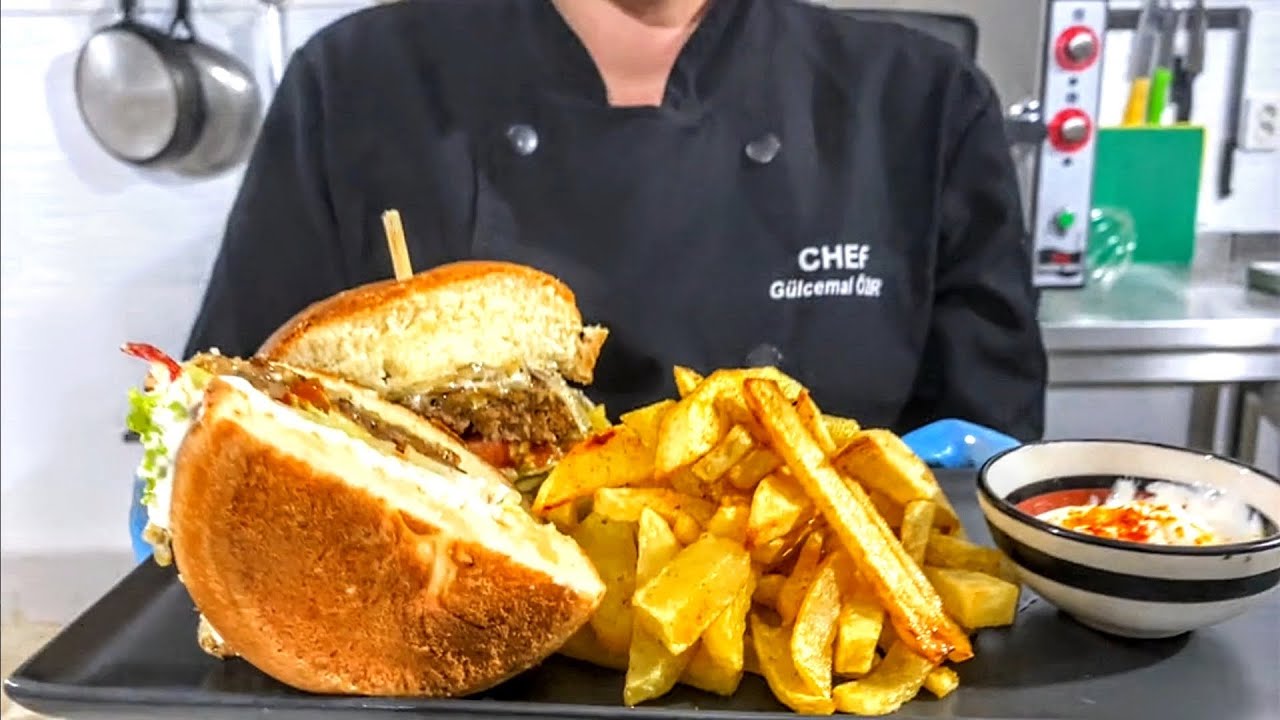 Burgercilere meydan okuyoruz 💯 Çıtır patates, burger ekmeği ve köfte tarifi 