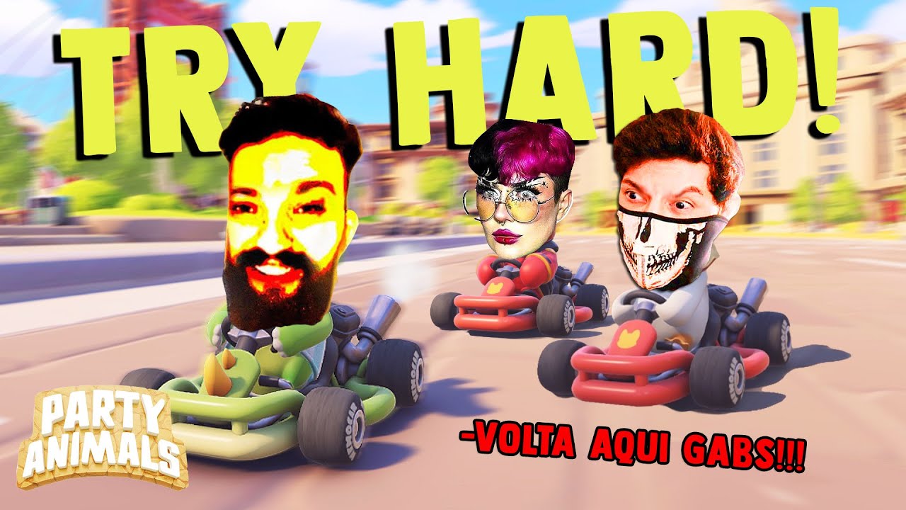 O GABS &Eacute; MUITO TRYHARD NO PARTY ANIMAL DE CORRIDA! - PARTY ANIMALS KART c/ VX, SOUZONES, GABS +