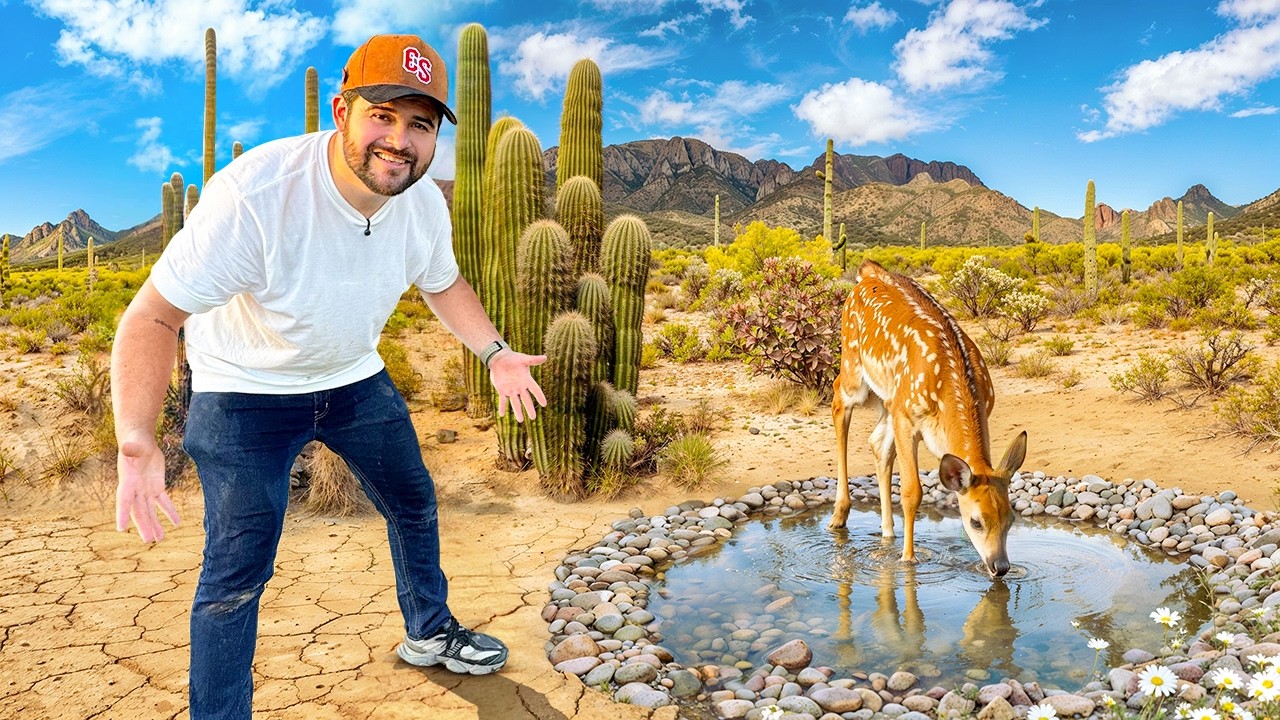 Animales reaccionan al encontrar agua en el desierto