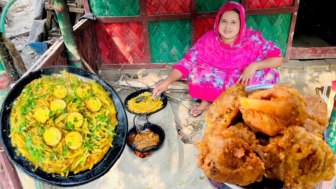 গরম ভাতের সাথে ডিম আলুর চচ্চড়ি আর ফুল কপির পাকোড়া হলে আর কি চাই / simple village life 24 / cooking /