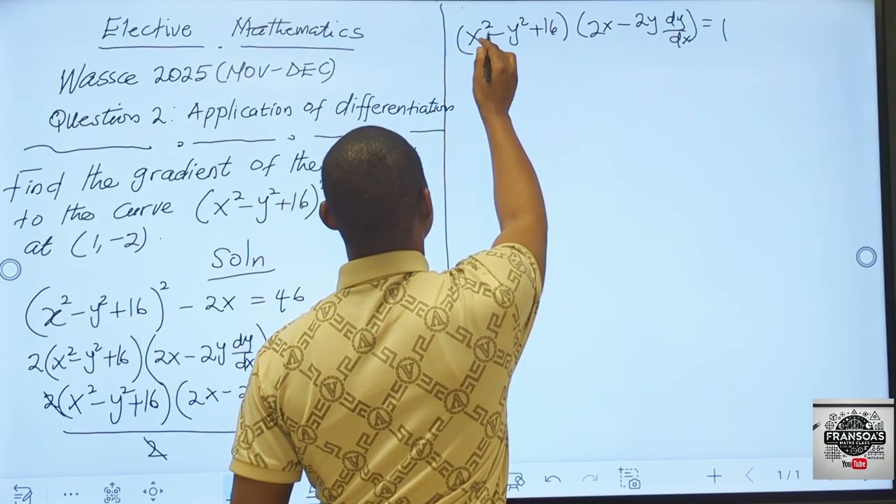 ELECTIVE MATHS : WASSCE 2025 (NOV-DEC). QUESTION 2: CALCULUS (APPLICATION OF DIFFERENTIATION)
