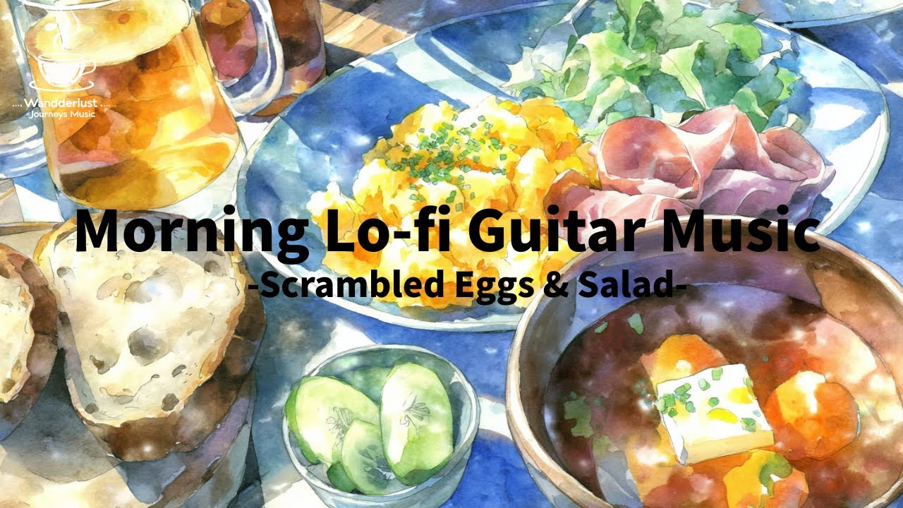 1H/Lofi Travel/Mornig Piano Cafe Lo-Fi / Scrambled Eggs & Salad / Study & Work BGM 1 Hour/  chillpop