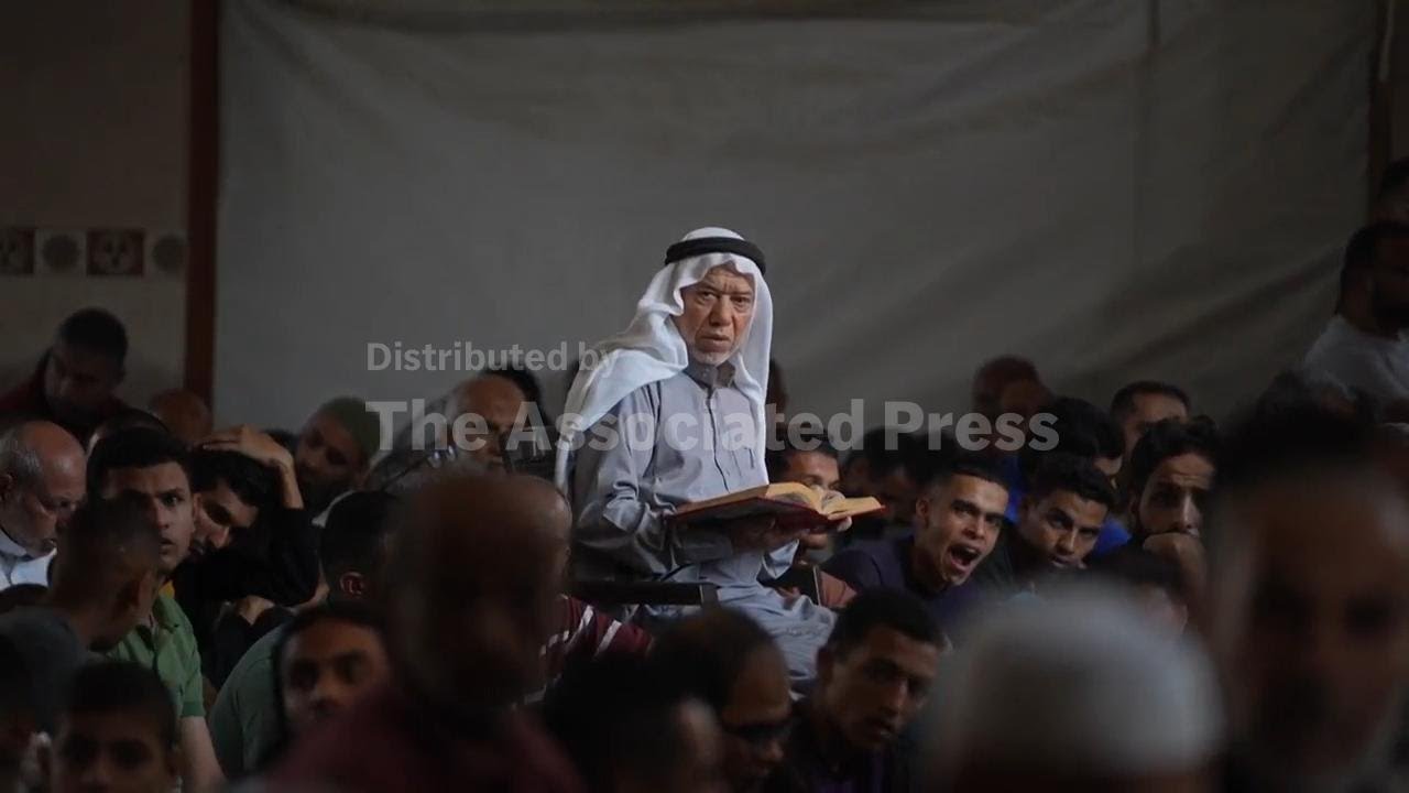 Friday prayers held in partially destroyed mosque in Nuseirat, Central Gaza
