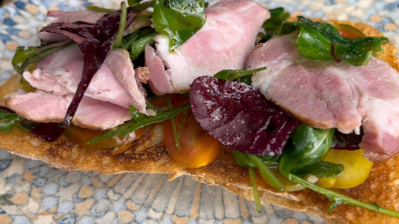 Quiet Kitchen Cooking 🥖 Ciabatta Sandwich with Ham & Greens | No Talking