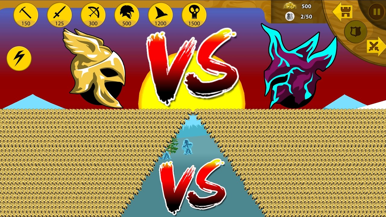 STICK WAR LEGACY | Army 9999 Head ARcher Golden VS Army 9999 Head Spartan Vamp🔥EPIC BATTLE