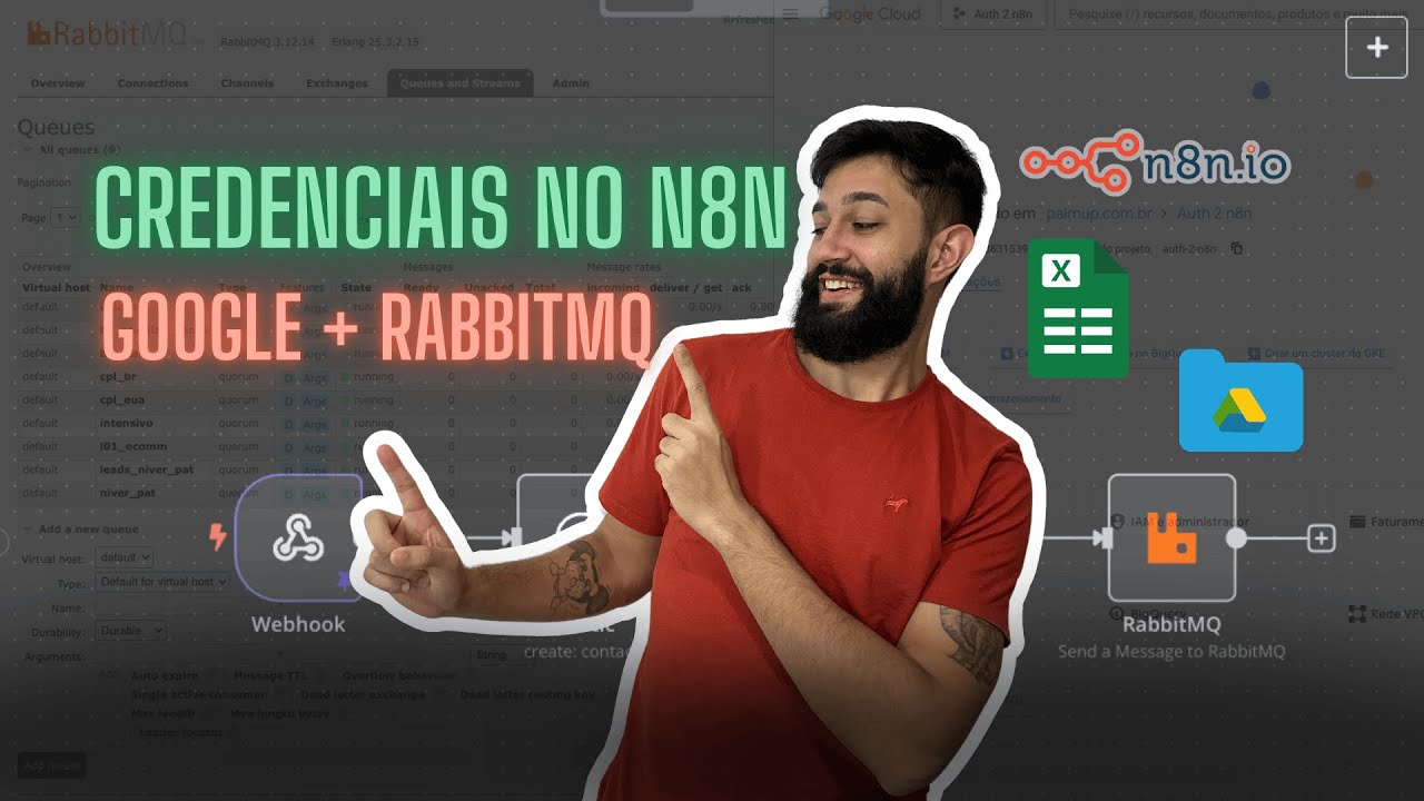Como Conectar Google Sheets, Google Drive e RabbitMQ ao N8N (Credenciais Essenciais)