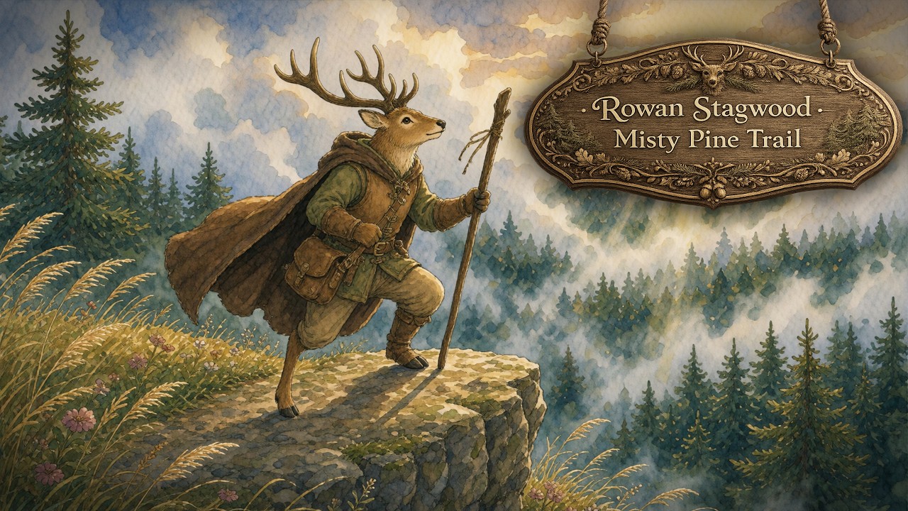 Rowan Stagwood's Trail Through the Misty Brambleshire Pines 🌲🌫️ | Gentle Adventure Ambience